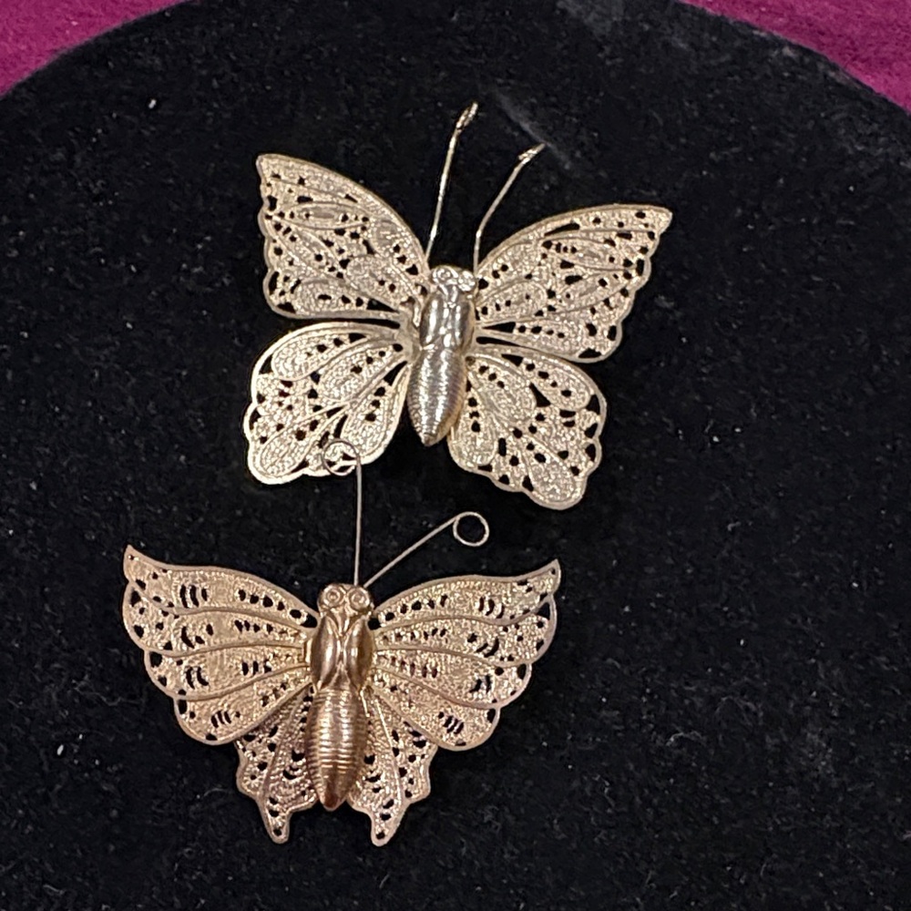 Elegant Gold Butterfly Brooch Set